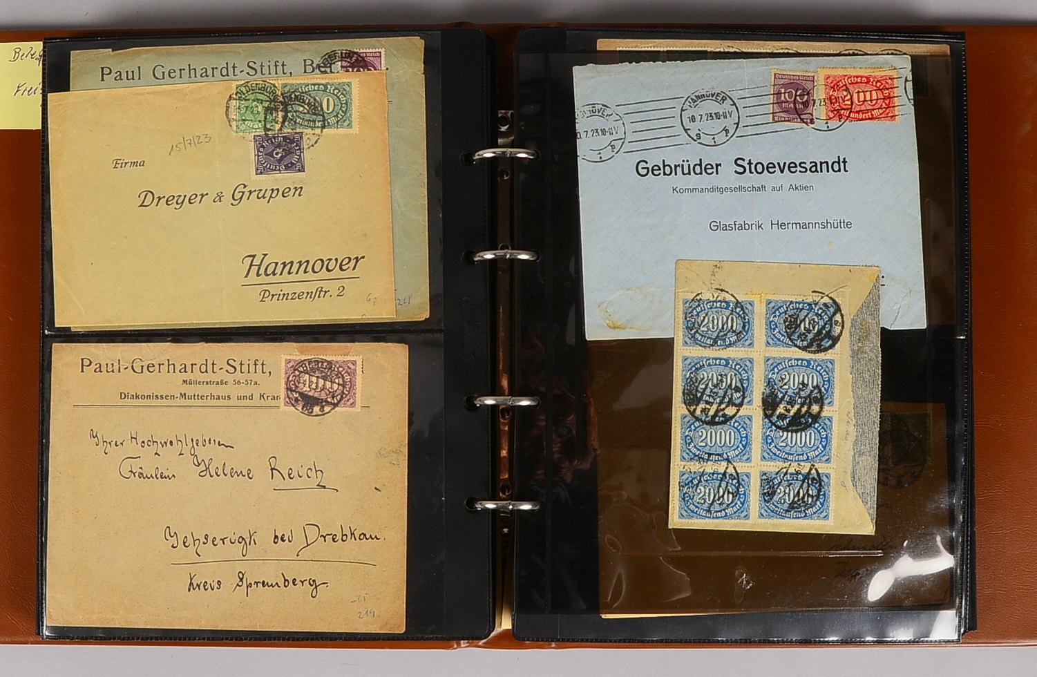 Briefmarken ('Deutschl.'): Ganzs., Belege, Briefe ab 1800, Freistempel ab 1922 - im Album