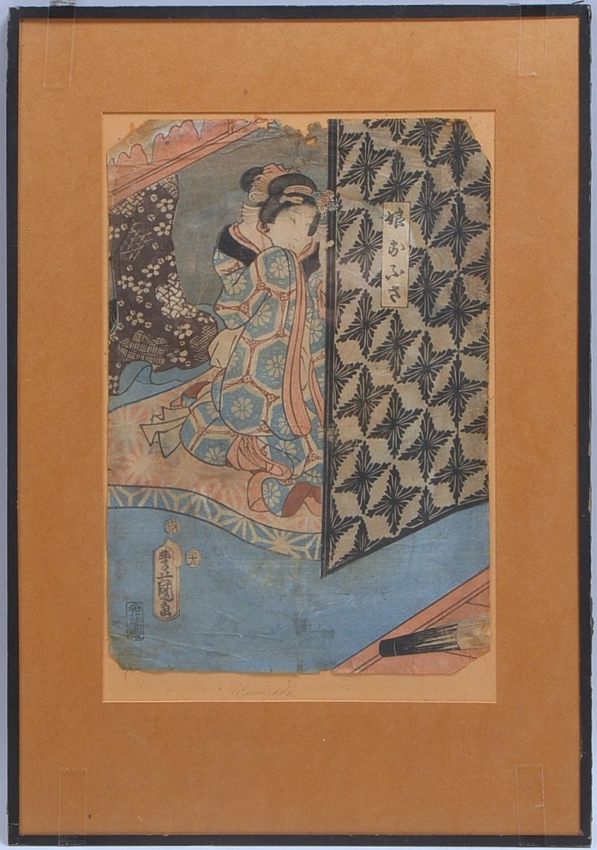 Kunisada, Utigama (1786 - 1865, Japan), 'Geisha', Farbholzschnitt, sign., hinter Glas