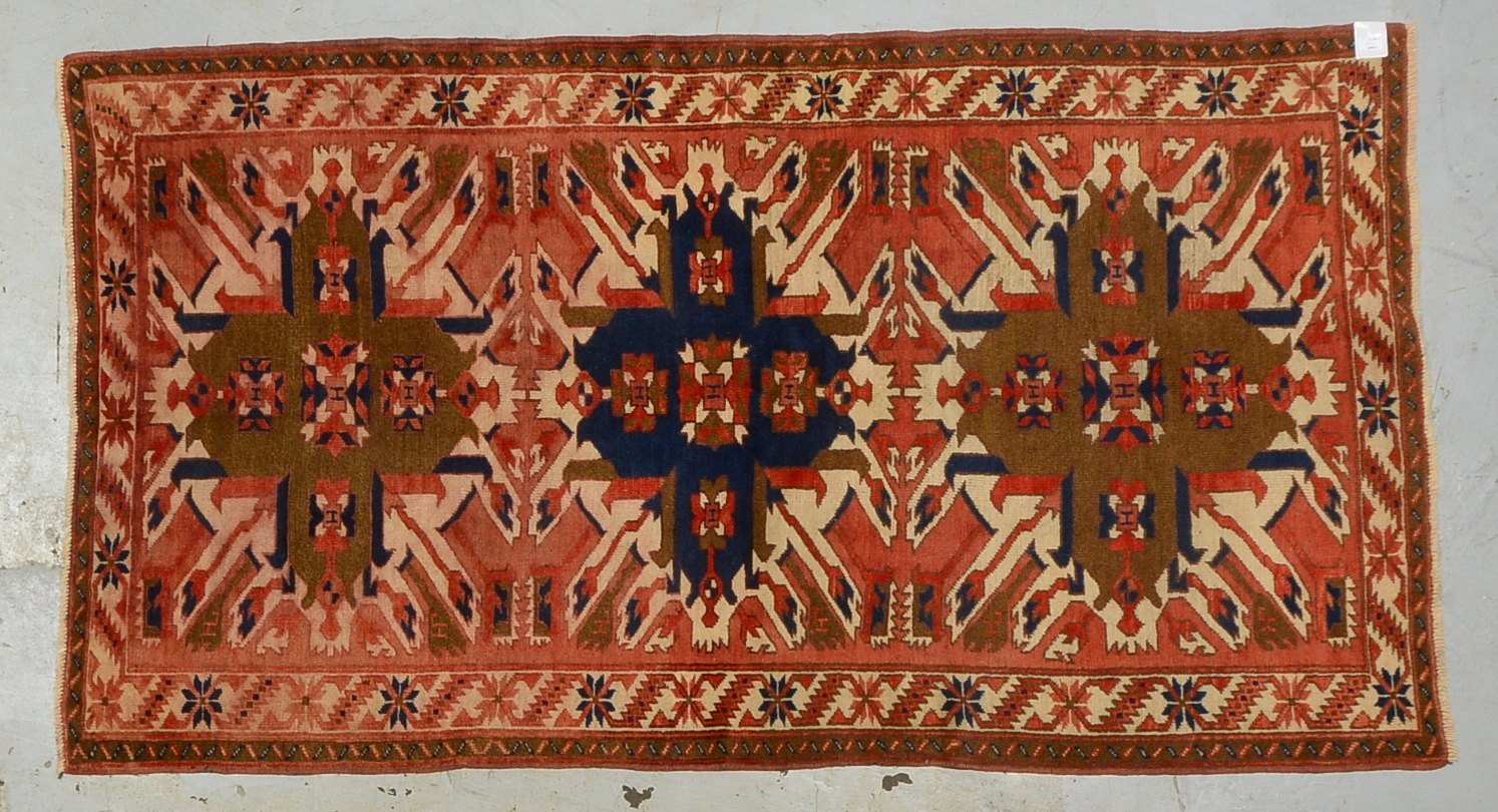 Orientbrücke (Kaukasus), mittelfeine Kn., Adler-Kazak-Muster, guter Zust.
