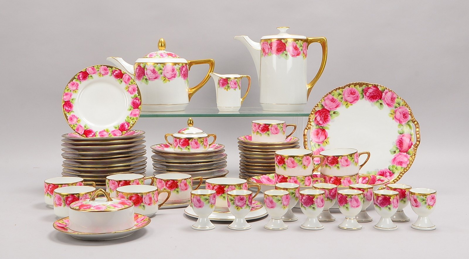 Beyer & Bock, Kaffeeservice/Teeservice, Dekor Rose de Paris, diverse Teile