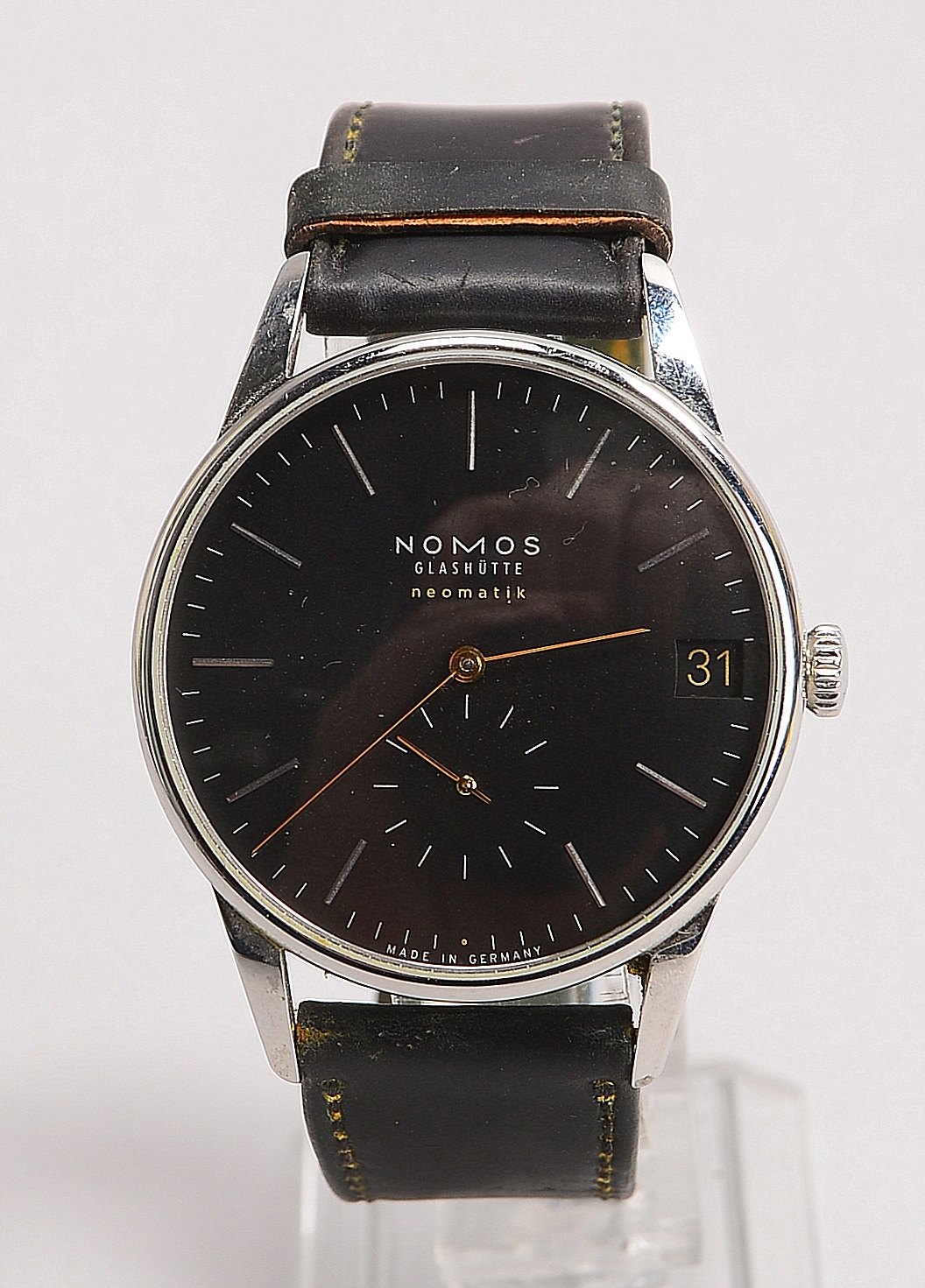 HAU Nomos Glash. neomatik, Kaliber DUW 6101., Edelst., Nr. 25984; Ø 40 mm
