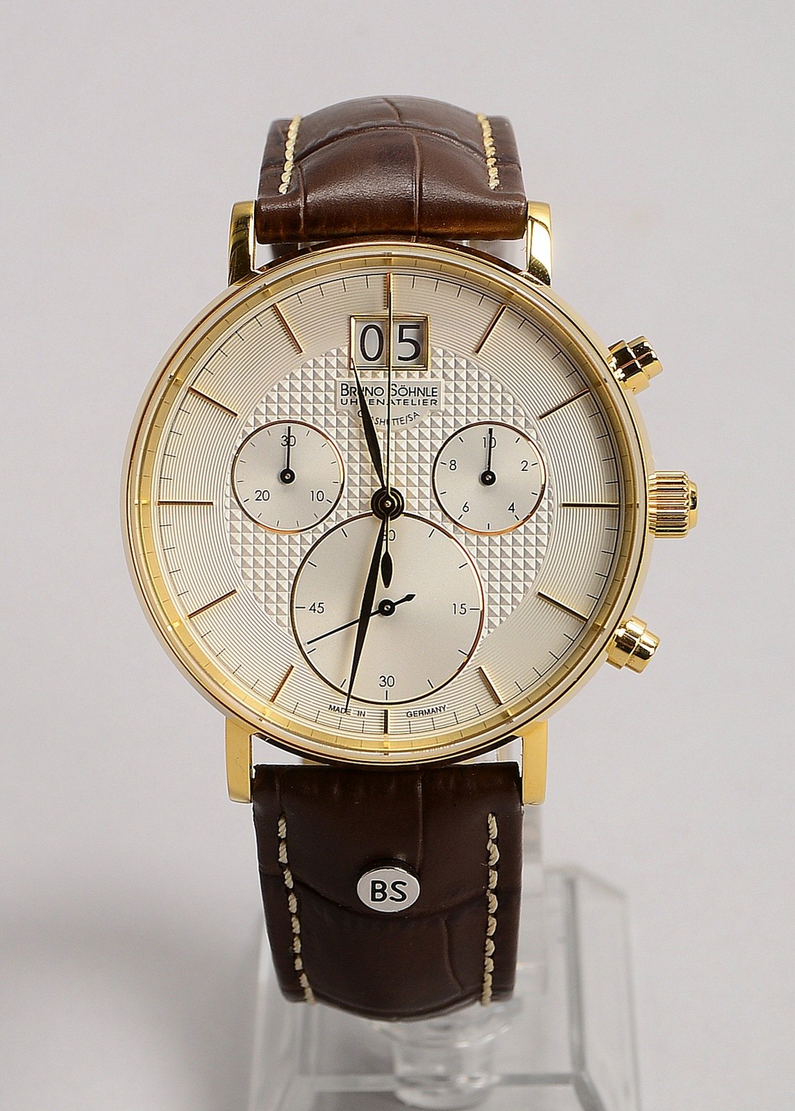 HAU B. Söhnle Glashütte/SA, Quarz, Kal. 5040B, Edelst./verg.; Ø 43 mm - Full Set!