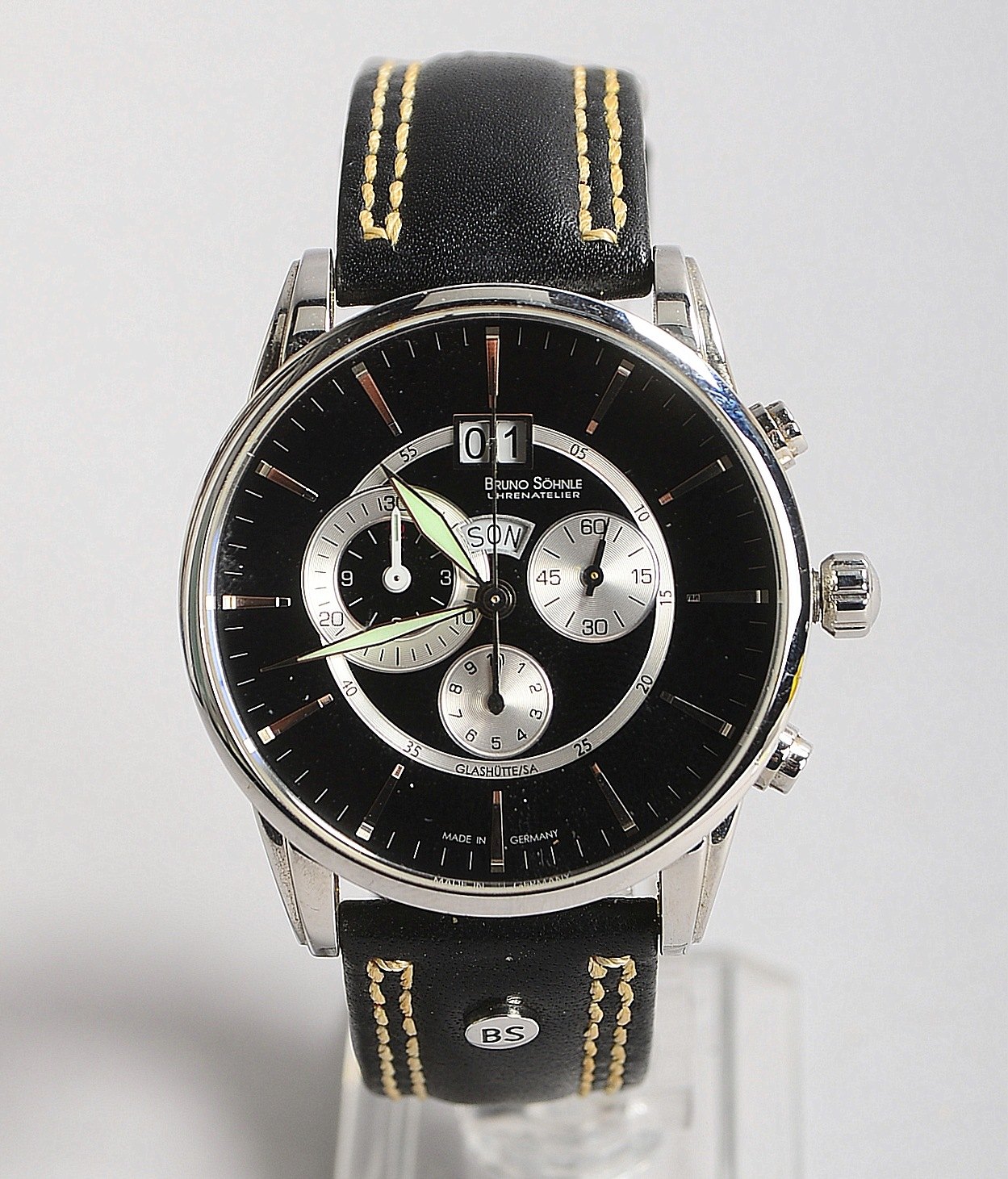 HAU B. Söhnle Glashütte/SA, Quarzwerk, Edelst., Saphirglas; Ø 42 mm - Full Set!