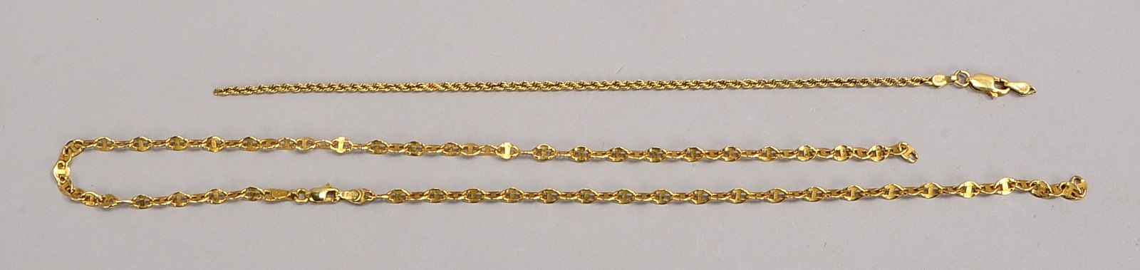 2 Schmuckteile, 585 GG (gest.): Halskette und Armband; Gewicht 6,60 g
