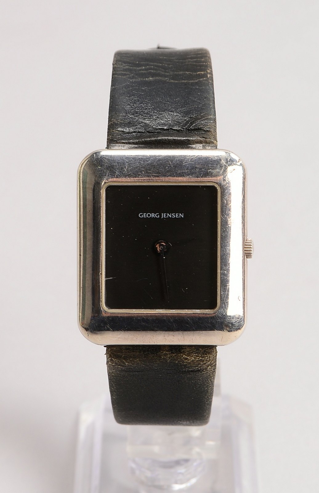 DAU, Quarzwerk, 925 Sterlingsilber-Geh. an Lederarmband, Entwurf: G. Jensen