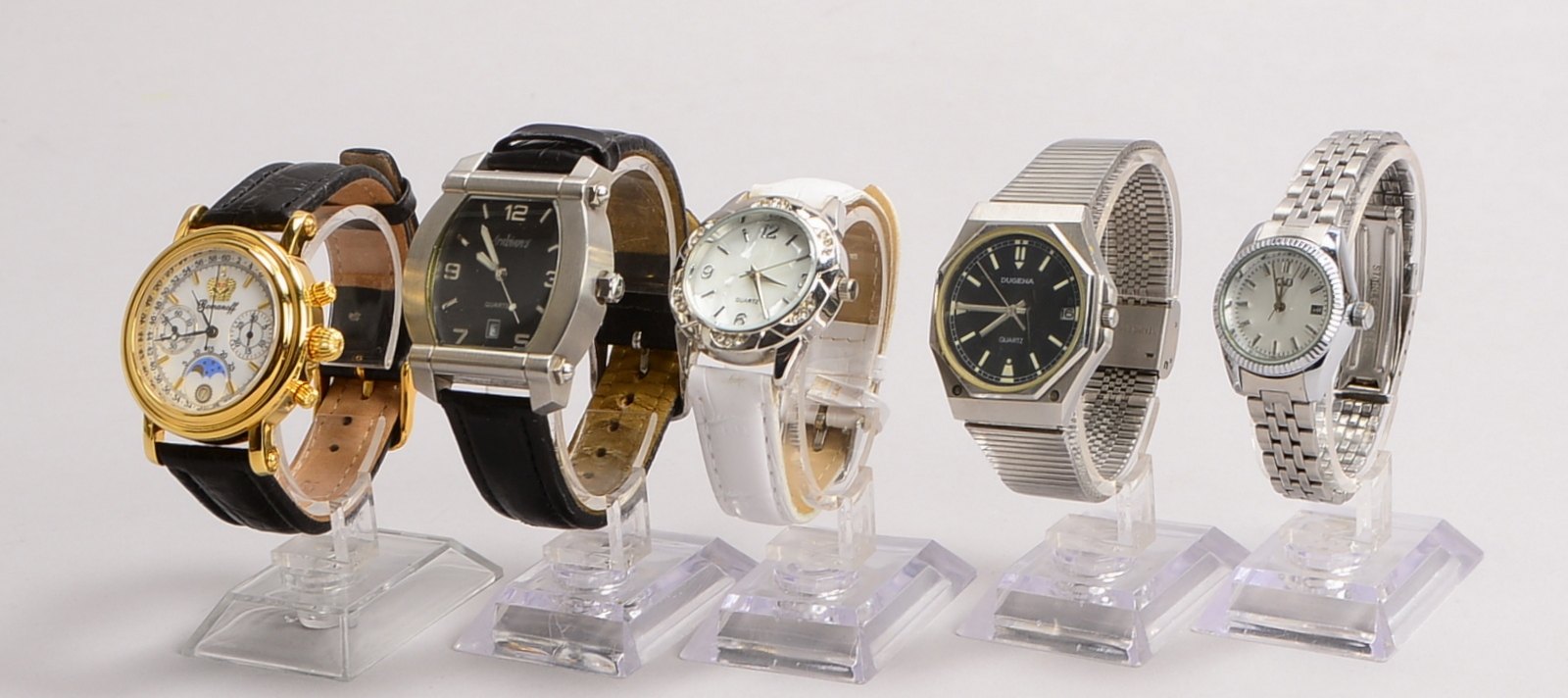 5 Armbanduhren, versch. Hersteller und Ausf.: Dugena, Romanoff, Arabians, u.a.