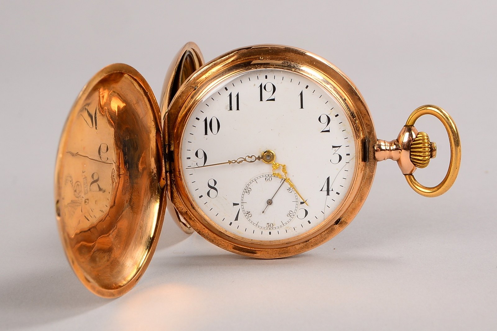 Taschenuhr, IWC Schaffhausen, 585 Roségold/Metall-Staubdeckel; Gewicht 90,30 g