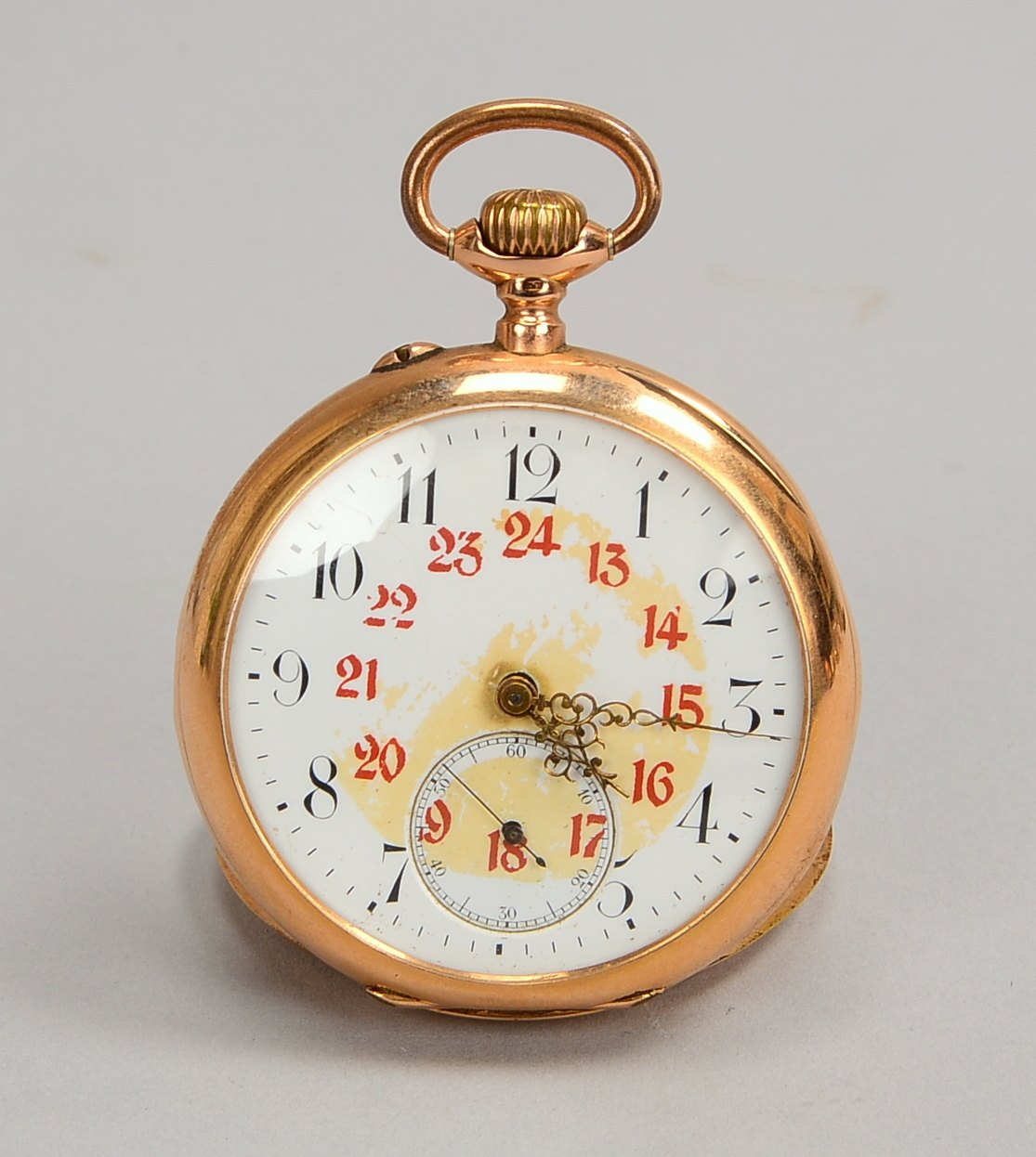 Taschenuhr, Union Dürrstein, 585 Roségold, weißes Ziffernbl.; Gewicht 90,60 g