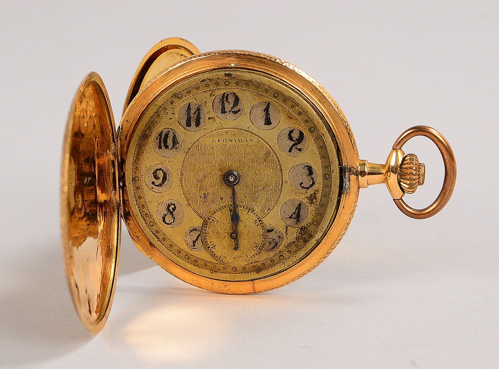 Taschenuhr, Leonidas, 750 GG-Geh./3 Golddeckel; Ø 48 mm, Gewicht 51,80 g
