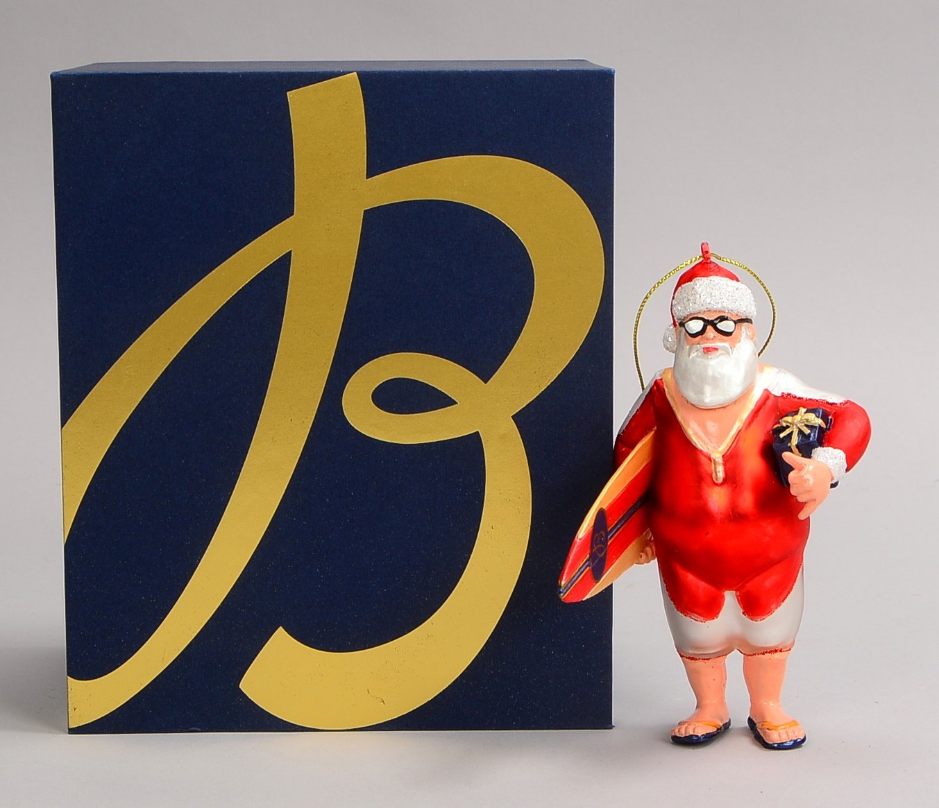 Sammler-Werbefigur (zu HAU Breitling Superocean), Santa Claus mit Surfbrett; Höhe 13 cm