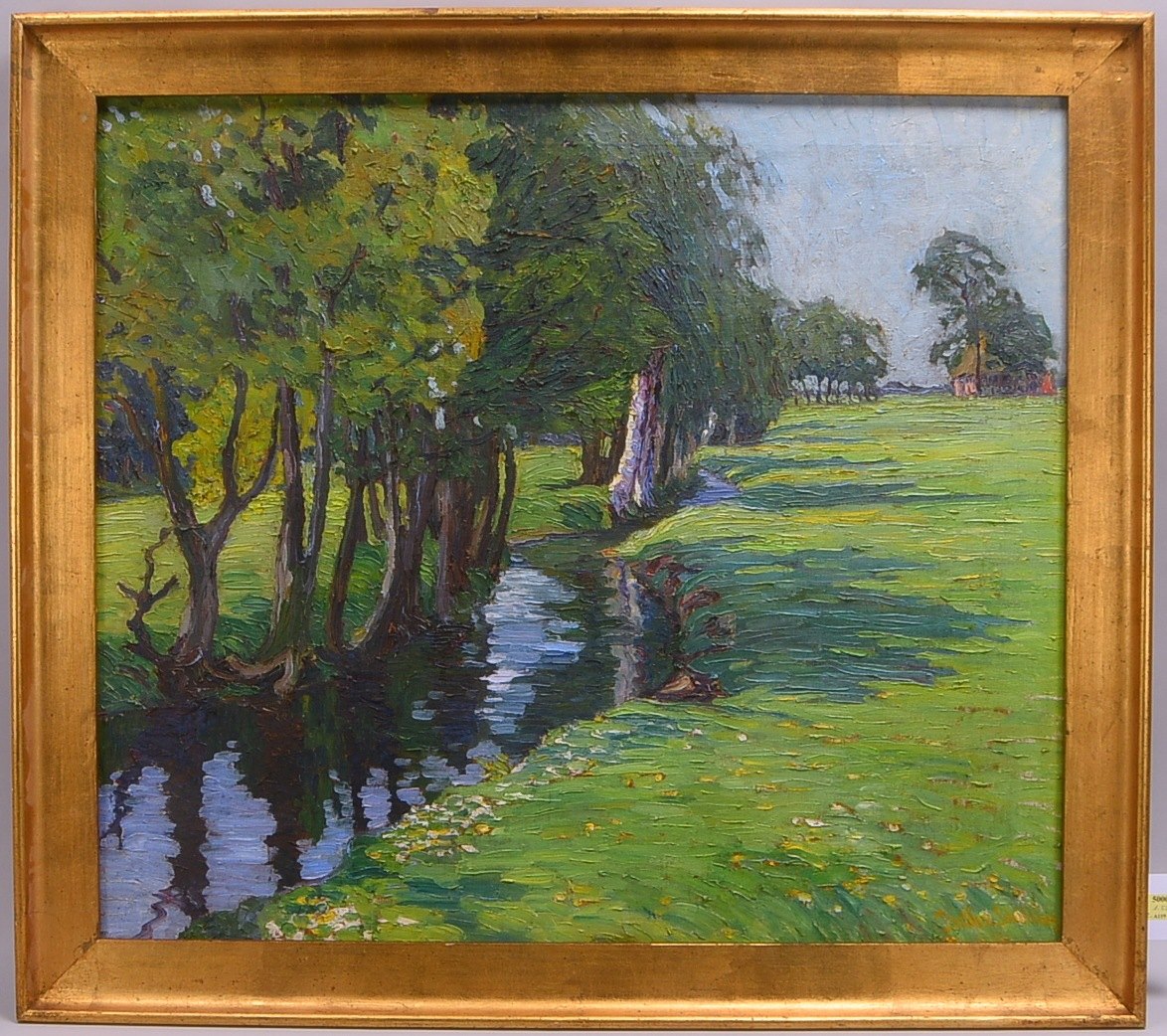 Schilling, Bertha, Sommerlandschaft in Fischerhude, Öl/Lw, signiert; RM 81 x 91 cm