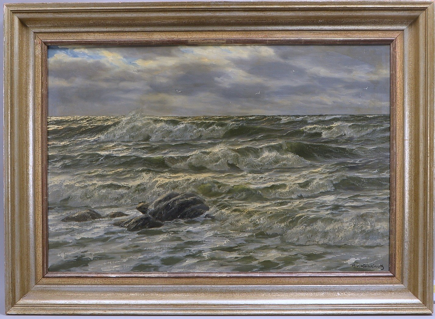 von Kalckreuth, Patrick, Seestück, Öl/Lw, signiert; BM 60 x 90 cm, RM 79 x 109 cm