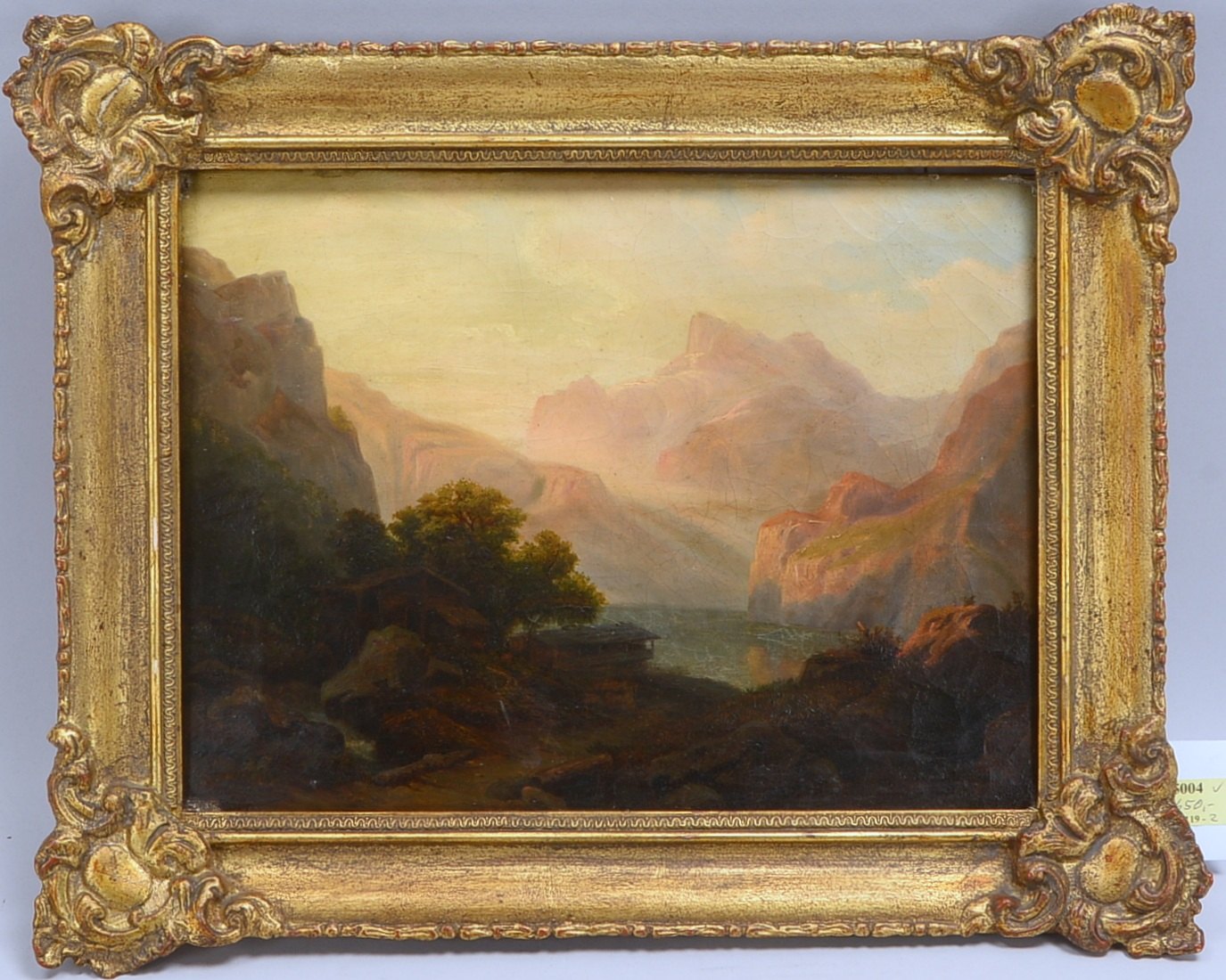 Fries, Ernst (zugeschr.), Landschaft beim Watzmann, Öl/Lw, monogr.; RM 42 x 50 cm