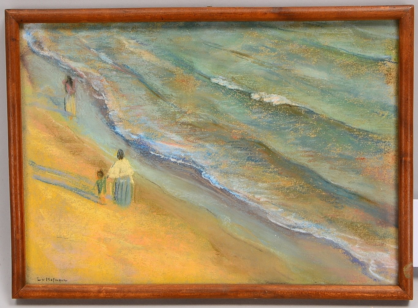 von Hofmann, Ludwig, Spaziergang am Strand, Pastellkreide, sign.; BM 21.3 x 30 cm