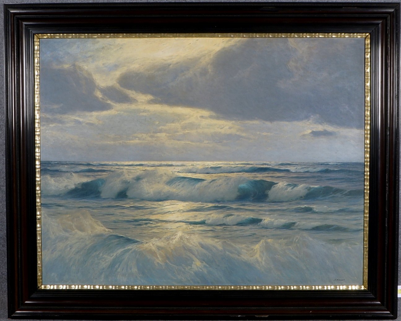 Kenzler, Carl, Stürmische See unter Wolkenmeer, Öl/Lw, sign.; RM 145 x 180(!)