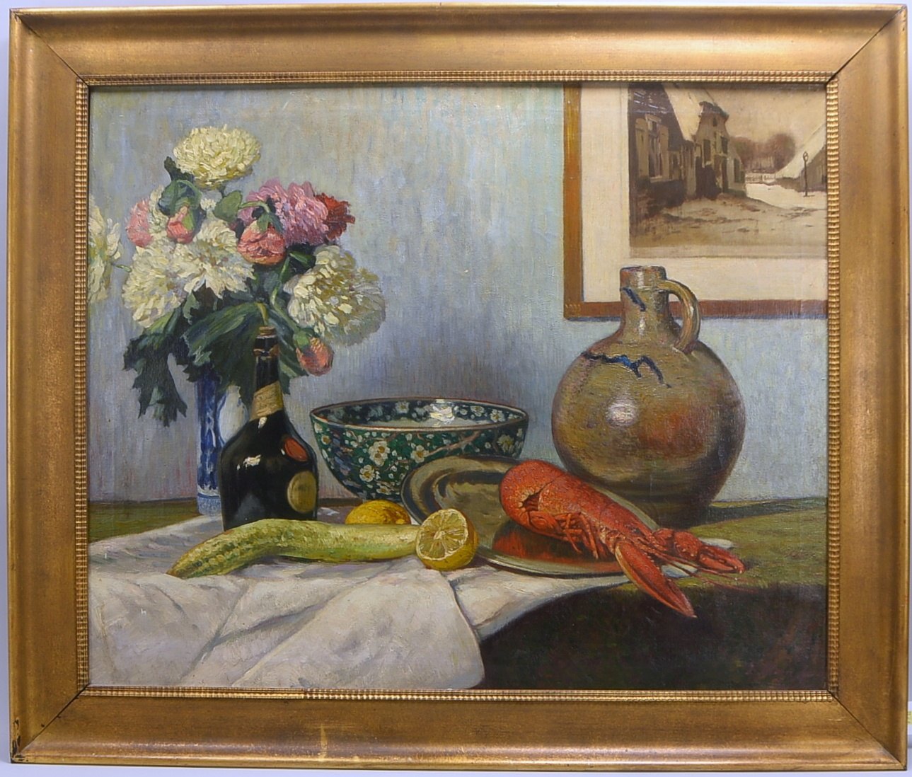Kampf, Eugen, Tischstillleben, Öl/Lw, signiert; RM 111,5 x 132 cm