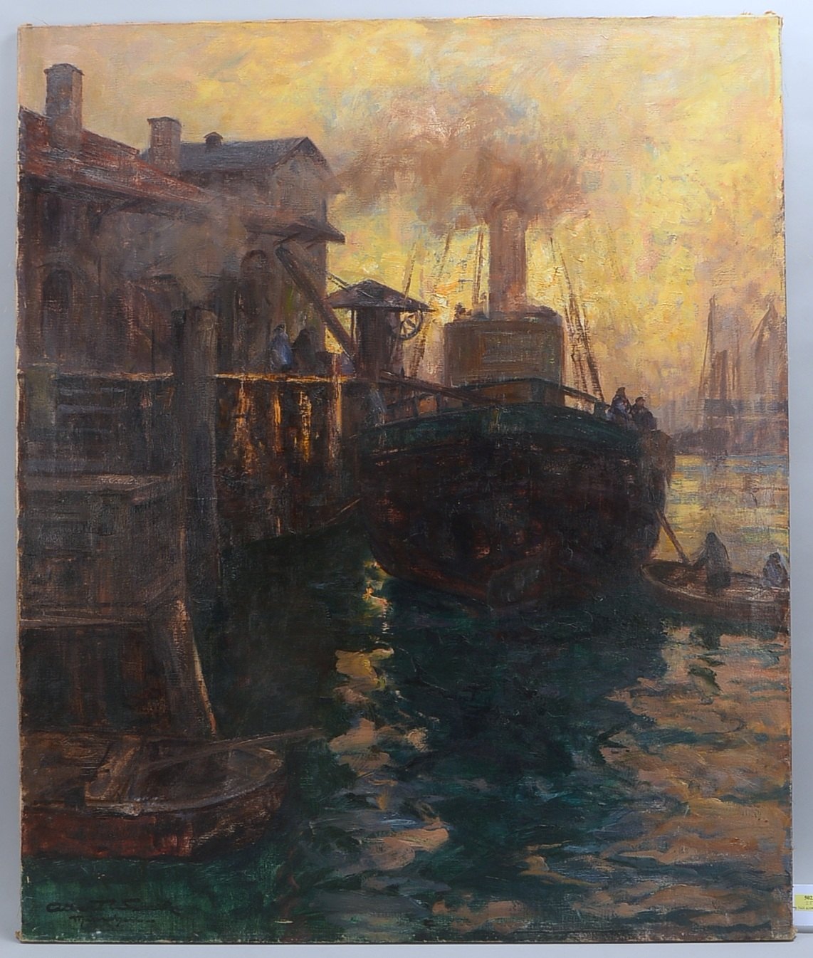 Werner, Albert, Abend im Hafen, Öl/Lw, signiert/ortsbez.; BM 120 x 100 cm