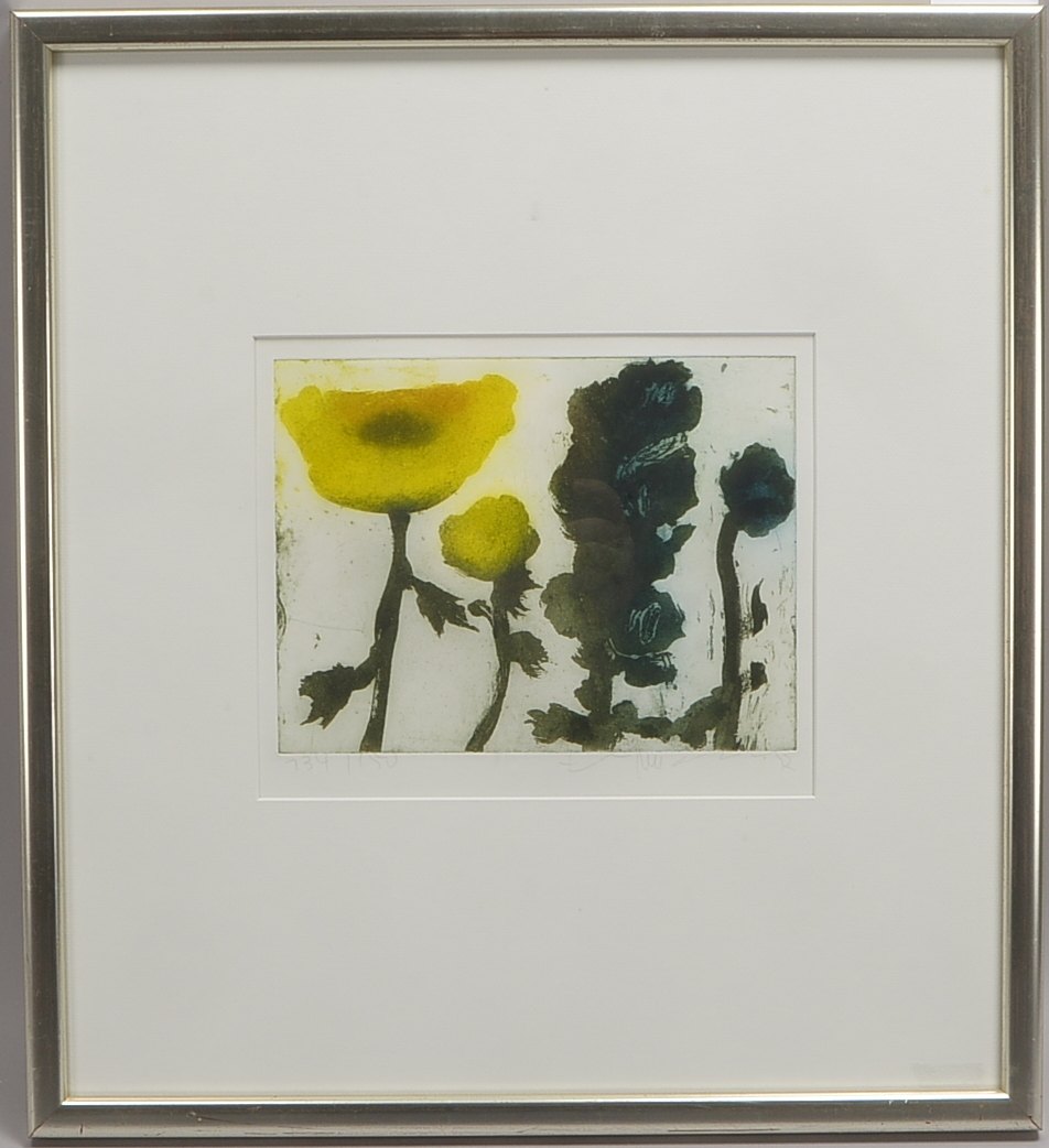 Fußmann, Klaus, Ranunkeln, Farblinolschnitt, sign., hinter Glas; RM 57 x 51 cm