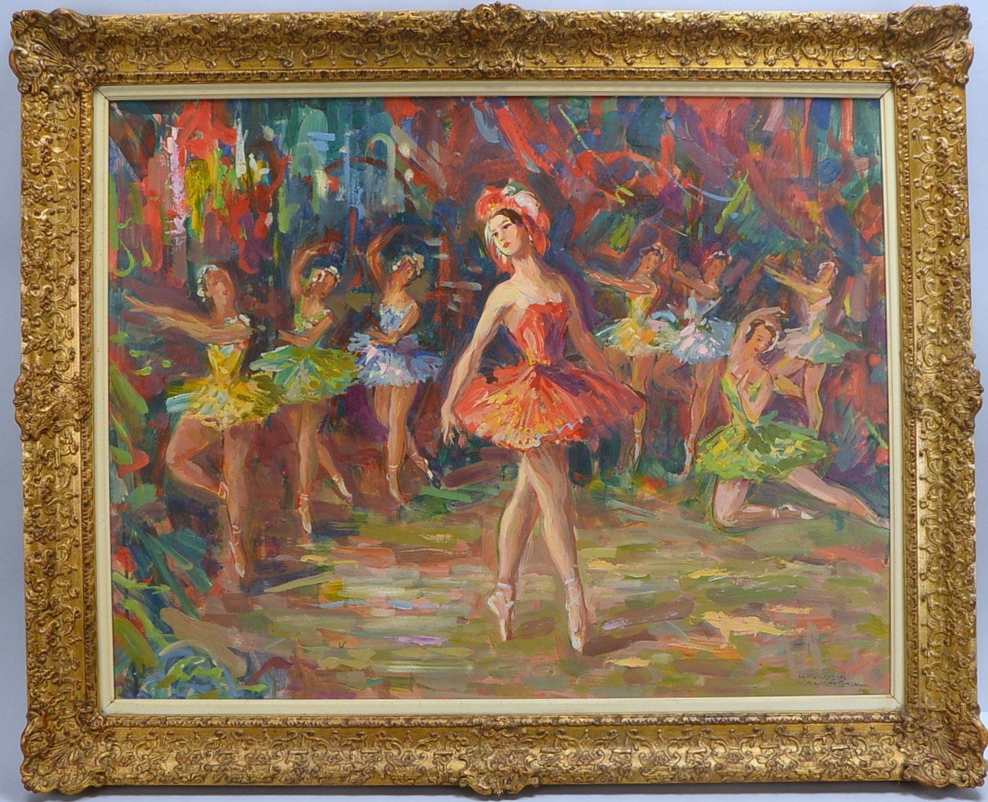 Kaufmann, Wilhelm, Balletttänzerinnen, Öl/Lw, signiert; RM 88 x 108 cm