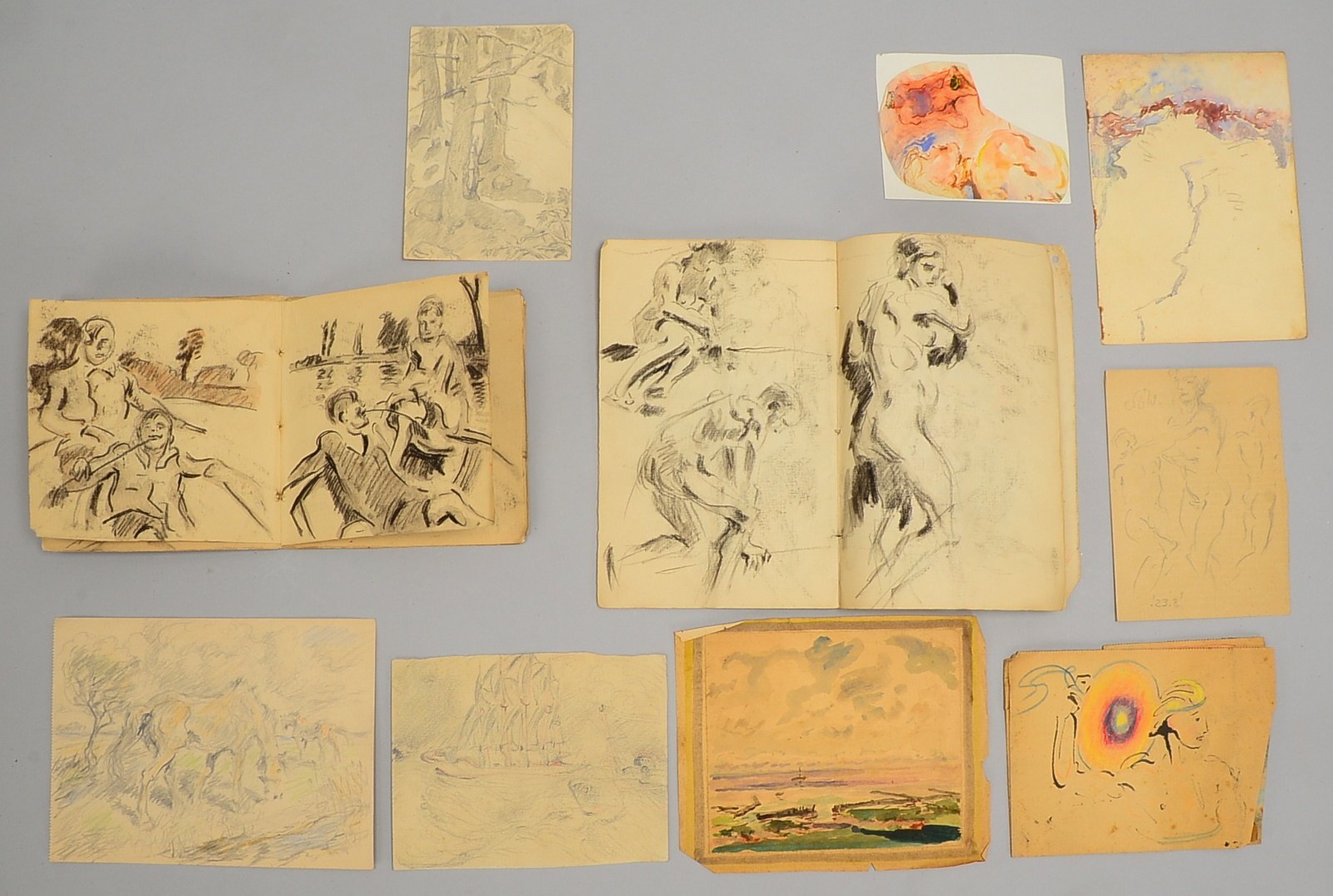Focke, Wilhelm H., Skizzen/Studien, teils monogr., teils gebunden, ca. 30 Blätter