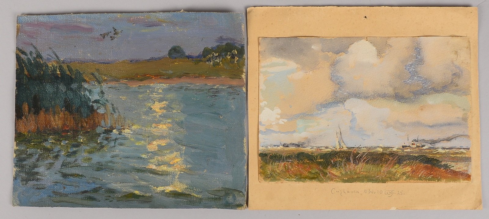 Vinnen, Helmut, Segelboot und Dampfer, Gouache, sign./verso Kritzelbild W. Focke