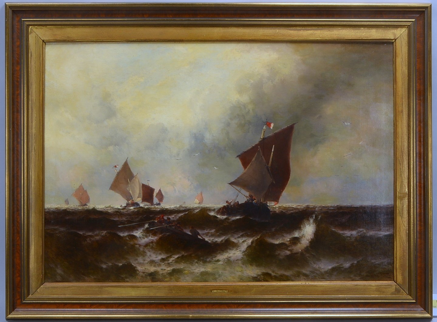 Gemälde, Fischkutter mit Beiboot, Öl/Lw, sign., Aufkl.: London 1935; RM 79 x 107 cm