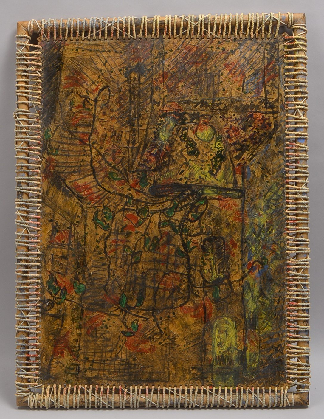 Spenhoff, Oliver, Im Rosengarten, Acryl/Karton und Holz, unsign.; RM 74 x 55 cm