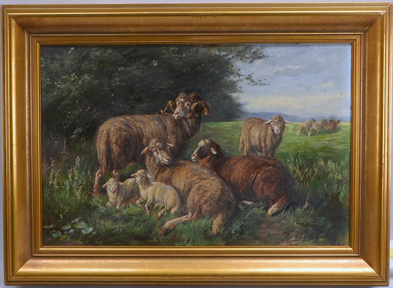van den Daele, Fritz, Schafherde, Öl auf Malkarton, sign.; RM 54 x 74,5 cm