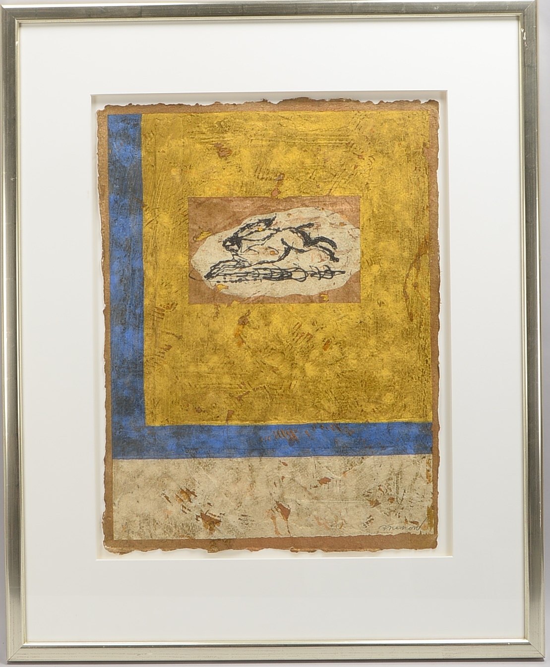 Bresson, Pierre, Springender Hase, Carborundum/Prägedruck, sign.; RM 98 x 80 cm