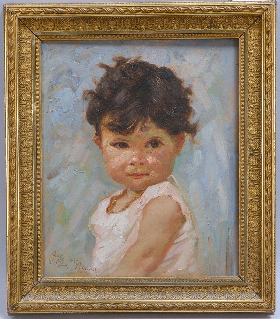 Willy Benz-Baenitz, Kinderportrait, Öl auf Malkarton, signiert/datiert; RM 45,5 x 40 cm