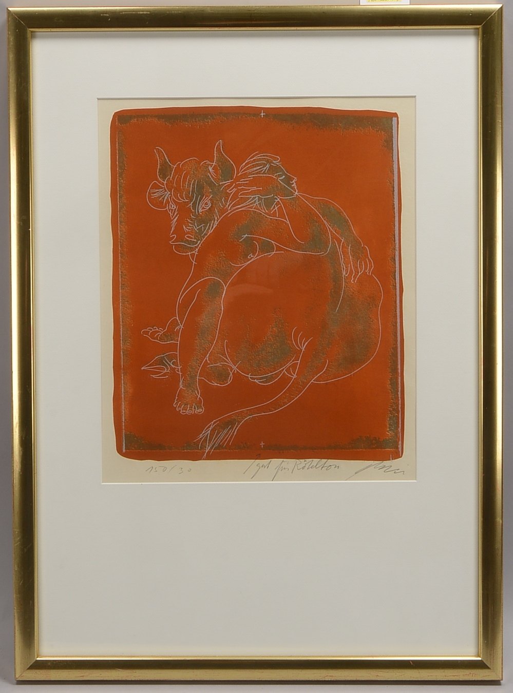 Erni, Hans, Europa mit dem Stier, Farblithografie, signiert; RM 74 x 54 cm