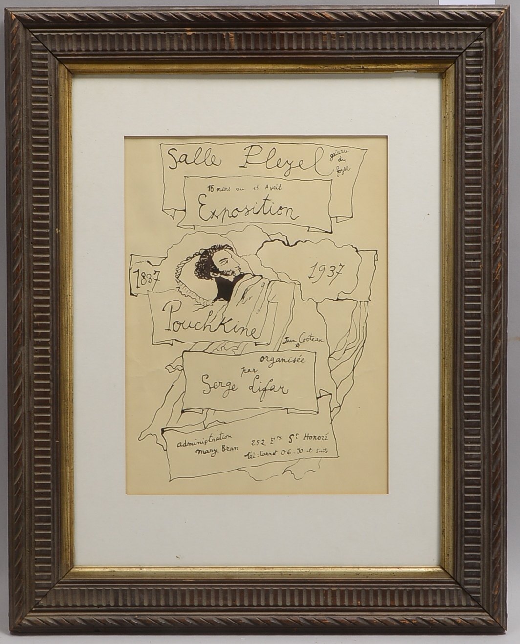 Cocteau, Jean, Ausstellungsplakat Salle Pleyel/Paris (A. Pouchkine); RM 62 x 49 cm