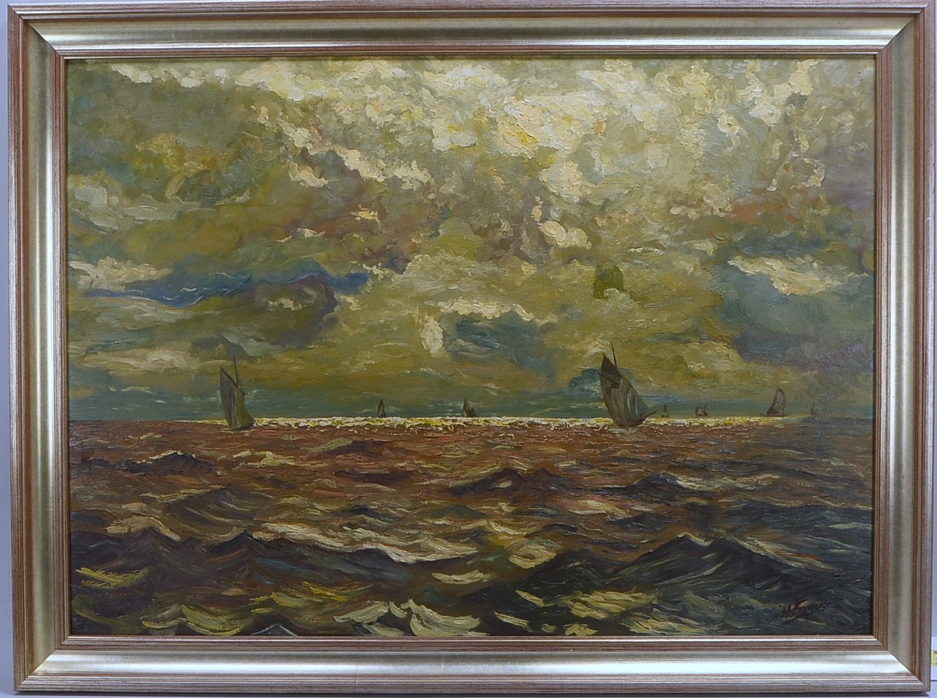 Gemälde, Segelboote - Kutter auf weiter See, bez./sign. und dat.; RM 85 x 114 cm