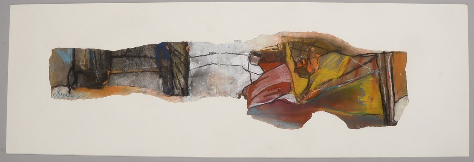 Jian, Ling, Abstrakte Komposition, Acryl auf Papier, signiert/datiert; Bildmaße 70 x 19 cm