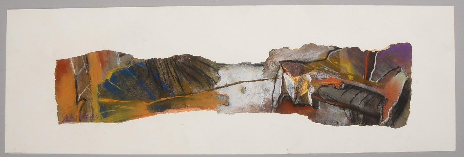 Jian, Ling, Abstrakte Komposition, Acryl auf Papier, signiert/datiert; Bildmaße 72 x 17,5 cm