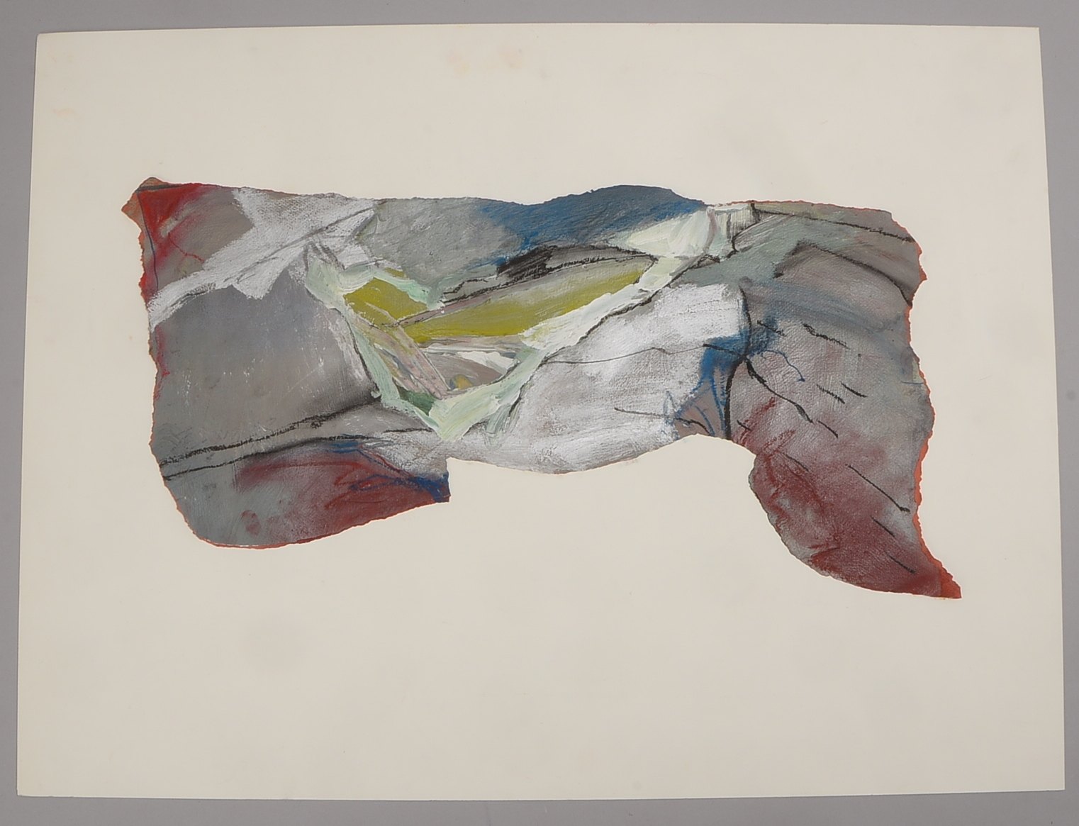 Jian, Ling, Abstrakte Komposition, Acryl auf Papier, signiert/datiert; Bildmaße 64 x 30 cm
