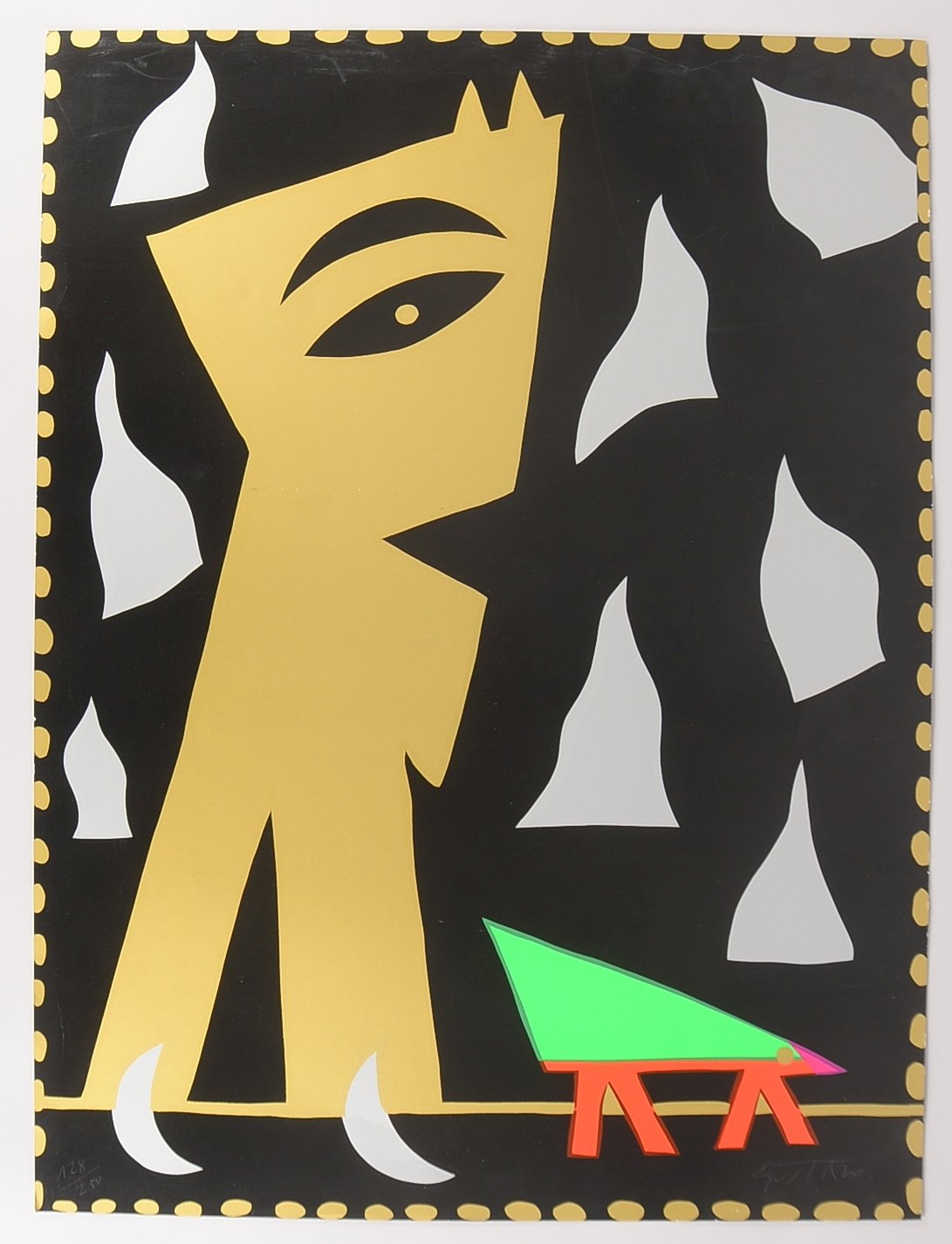 Gustavo, Abstrakte Komposition, Farbserigrafie, 128/250, signiert; BM 80 x 60 cm