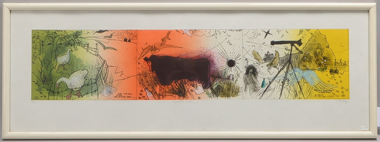 Holzer, Adi, Saltholm Safari, Farbrad./Deckfarbe, 4/150, sign./dat., Maße 19,6 x 88,5 cm