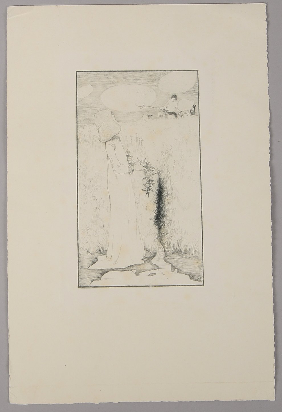Vogeler, Heinr., Am Quell, Radierung, Aufl. unbek., datiert 1894; BM 38 x 25 cm