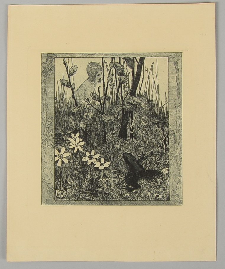 Heinrich Vogeler, Froschbraut, Radierung (1899/1907), Aufl. unbek.; BM 38 x 25 cm
