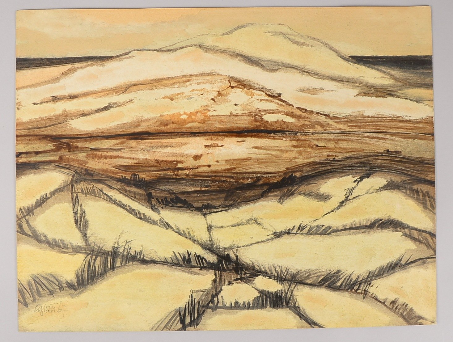Eglau, Otto Wilh., Sylter Dünen, Zeichn./Mischtechn., dat. 1967; BM ca. 46 x 60 cm