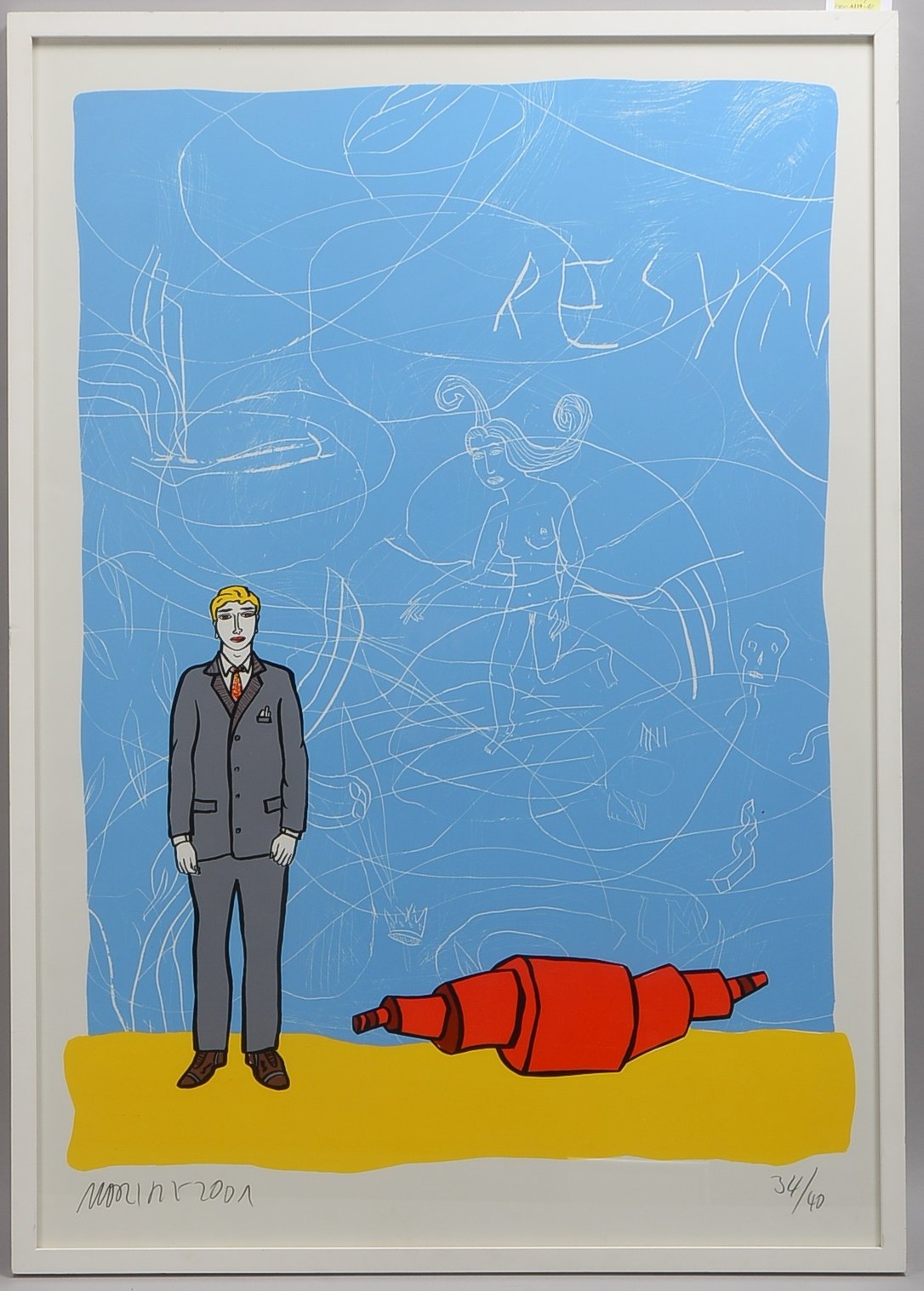 Götze, Moritz, Die Blaue Wand, Farbsiebdruck, sign./dat.; RM 103 x 73 cm