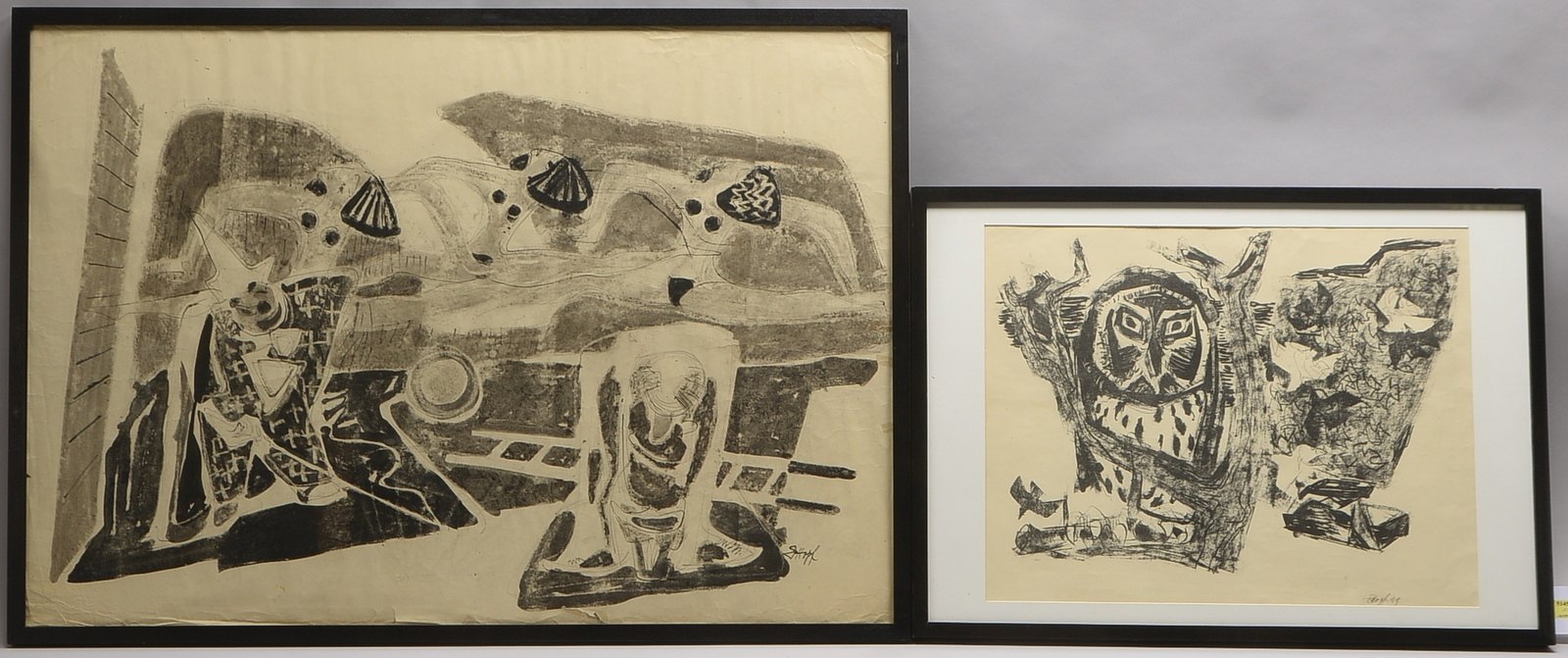 Hopf, Eduard Kaspar, 2 Lithogr.: Eule, sign./dat., und Undine, sign., versch. RM