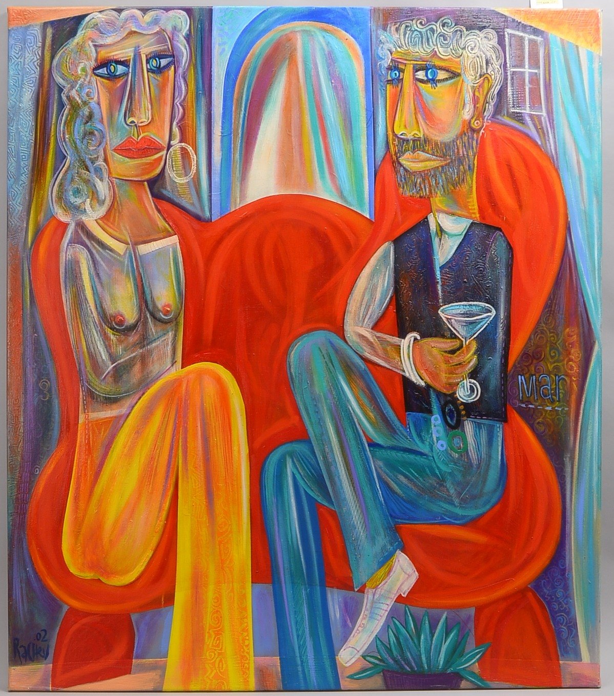 Rachev, Rumen, Red Sofa, Acryl auf Leinwand, sign./dat.; BM 115 x 100 cm