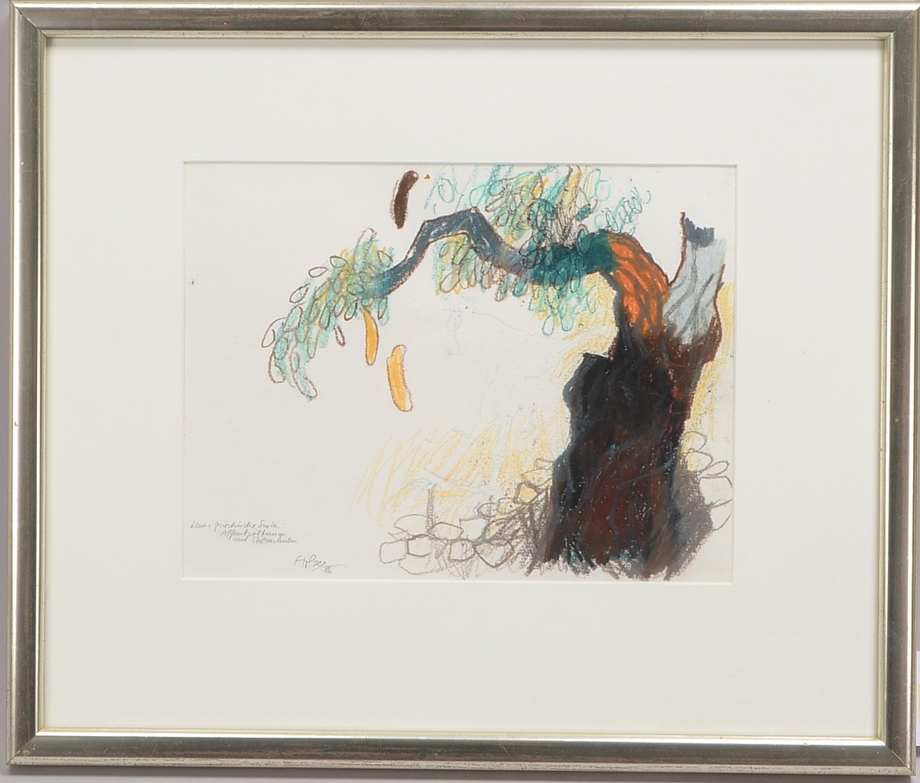 Holzer, Adi, Stelzenhuhn, Mischtechnik, sign./dat. (19)86, hinter Glas; RM 43 x 51 cm
