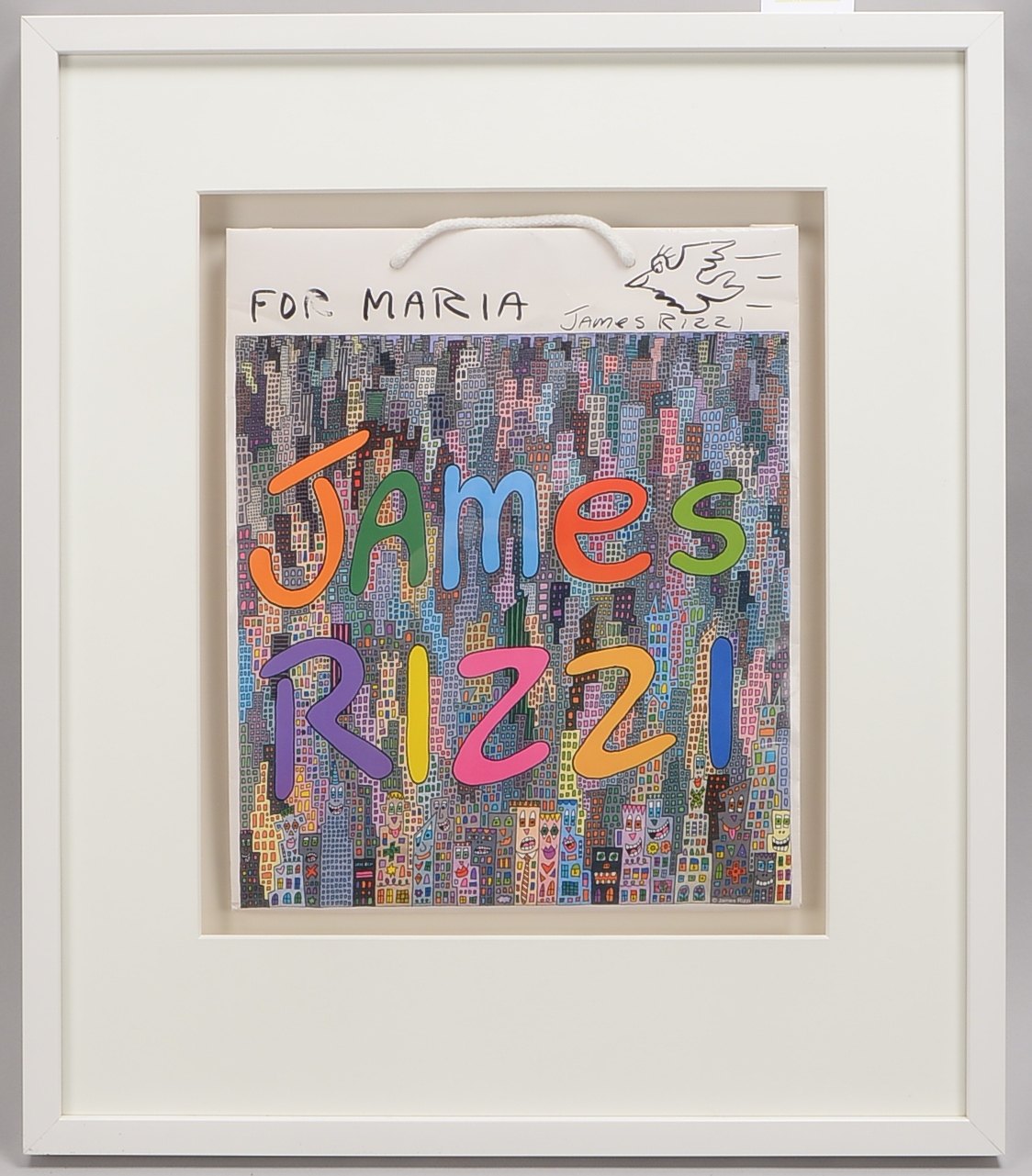 Rizzi, James, 3D-Objektkasten, Geschenktasche, sign., mit kl. Zeichn./Widmung