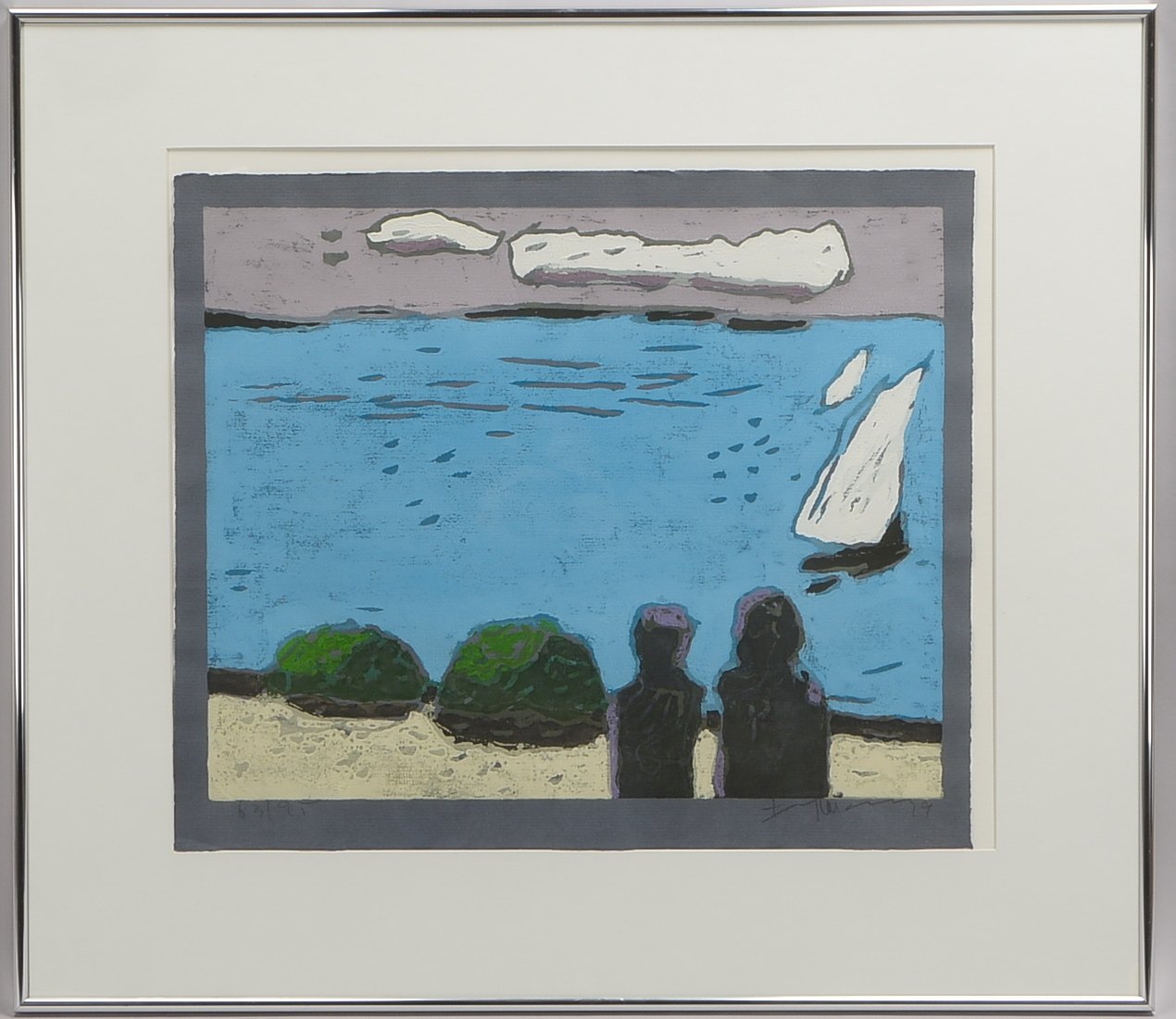 Fußmann, Klaus, Abend an der Ostsee, Farblinolschnitt, numm., sign./dat.; RM 69 x 93 cm