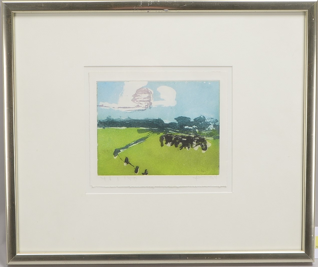 Fußmann, Klaus, Rheinwiesen, Farbradierung, numm., sign./dat.; RM 43 x 51 cm