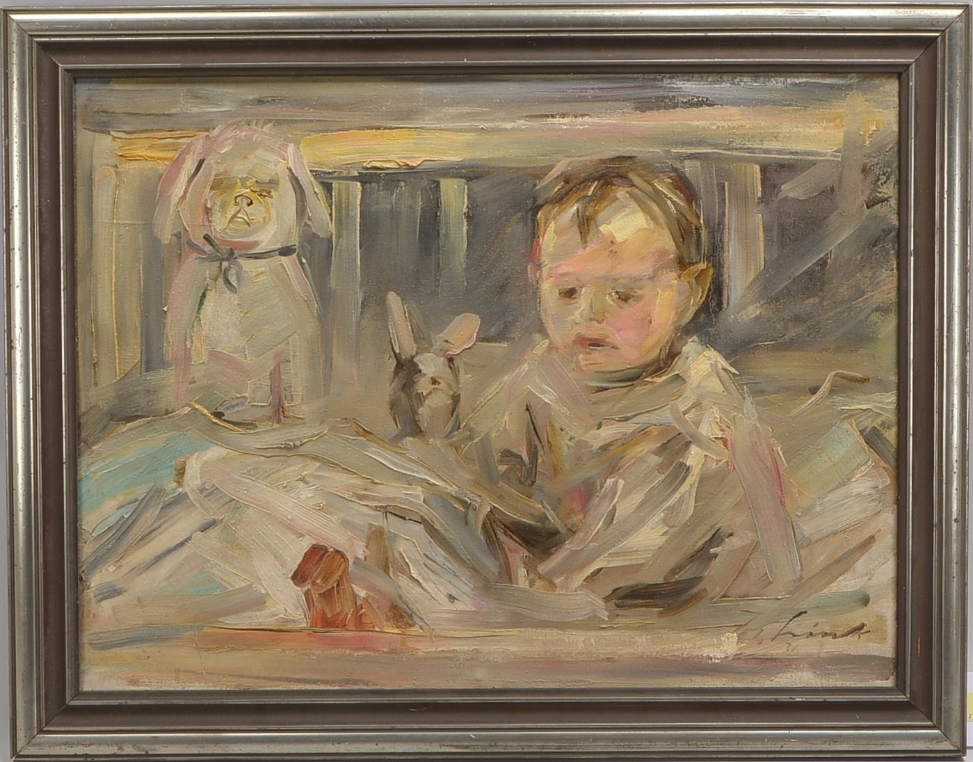 Link, Horst, Baby, Öl/Lw, signiert; BM 45,5 x 60,5 cm, RM 54 x 69 cm
