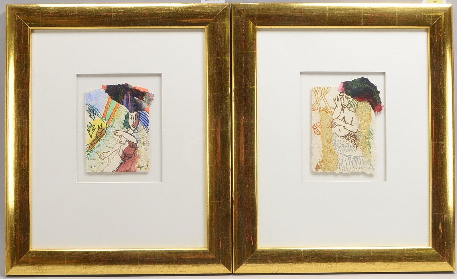 Guibal, Henri, 2 Grafiken,Tanzende Akte, Carborundum, sign.; RM 59,5 x 49,5 cm